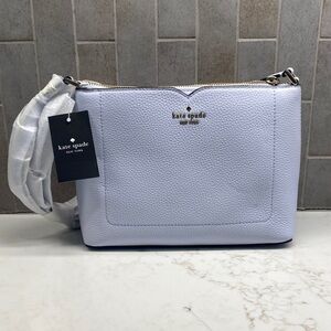 Kate Spade Harlow Taro Milk Pebbled Leather Crossbody Preppy White Lavender